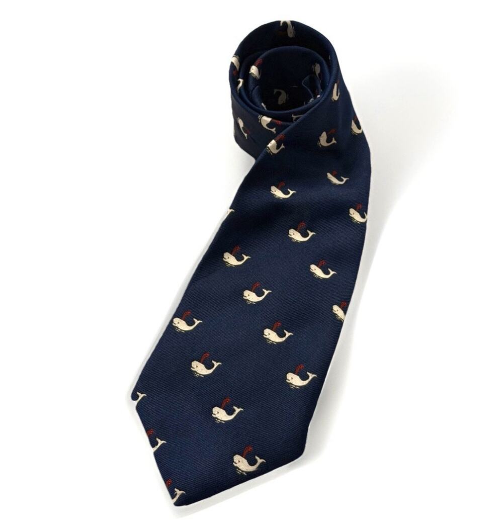 Vintage Rivets Of Boston WHALE Tie Navy Blue Necktie 3657/13